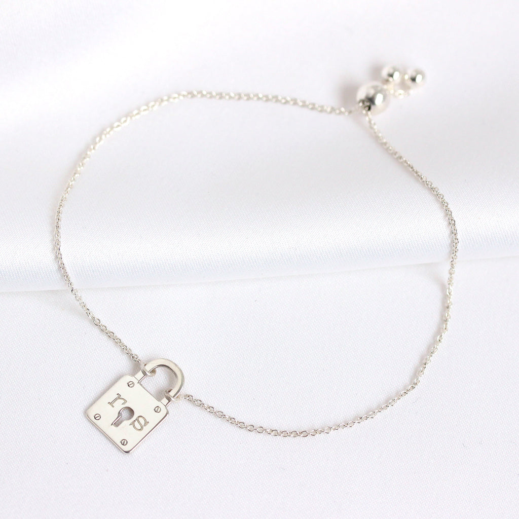 Personalised Sterling Silver Initials Padlock Bracelet