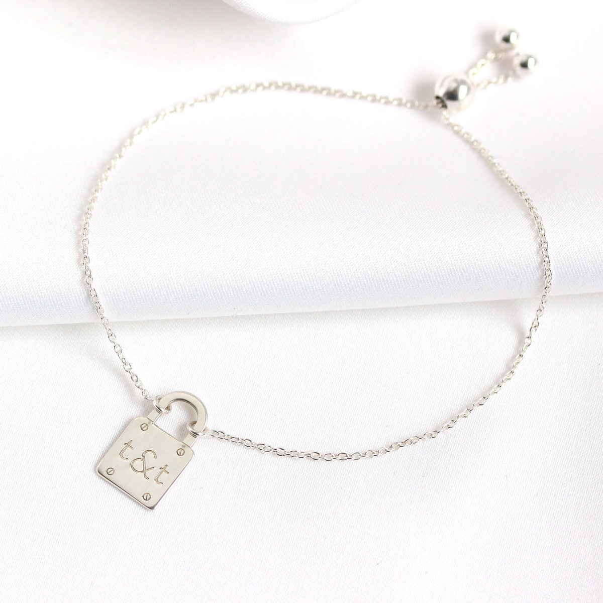 Personalised Sterling Silver Initials Padlock Bracelet