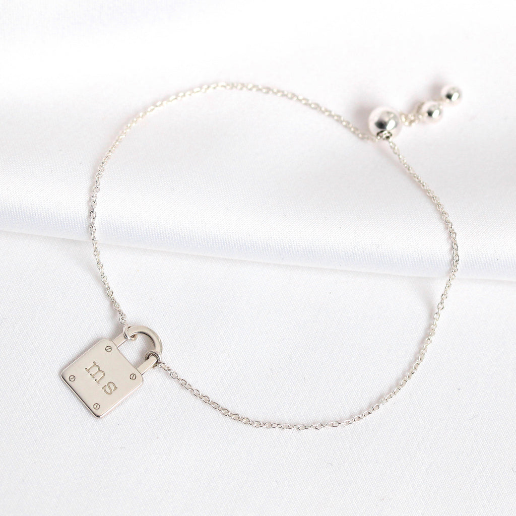 Personalised Sterling Silver Initials Padlock Bracelet
