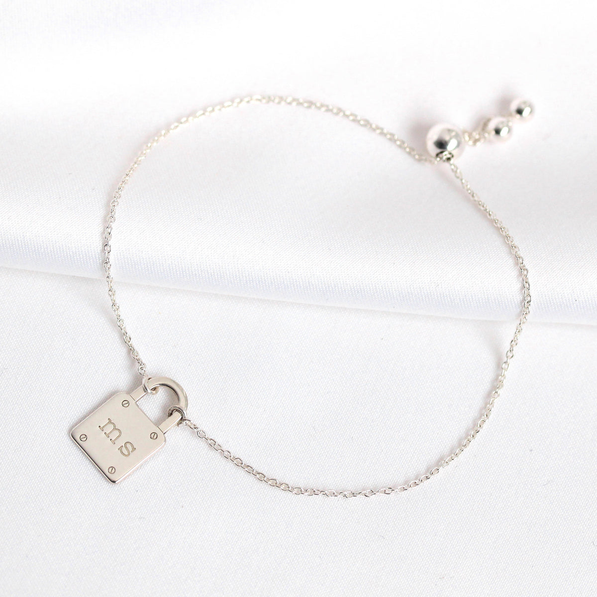 Personalised Sterling Silver Initials Padlock Bracelet
