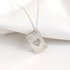 Personalised Sterling Silver Initials Playing Card Necklace