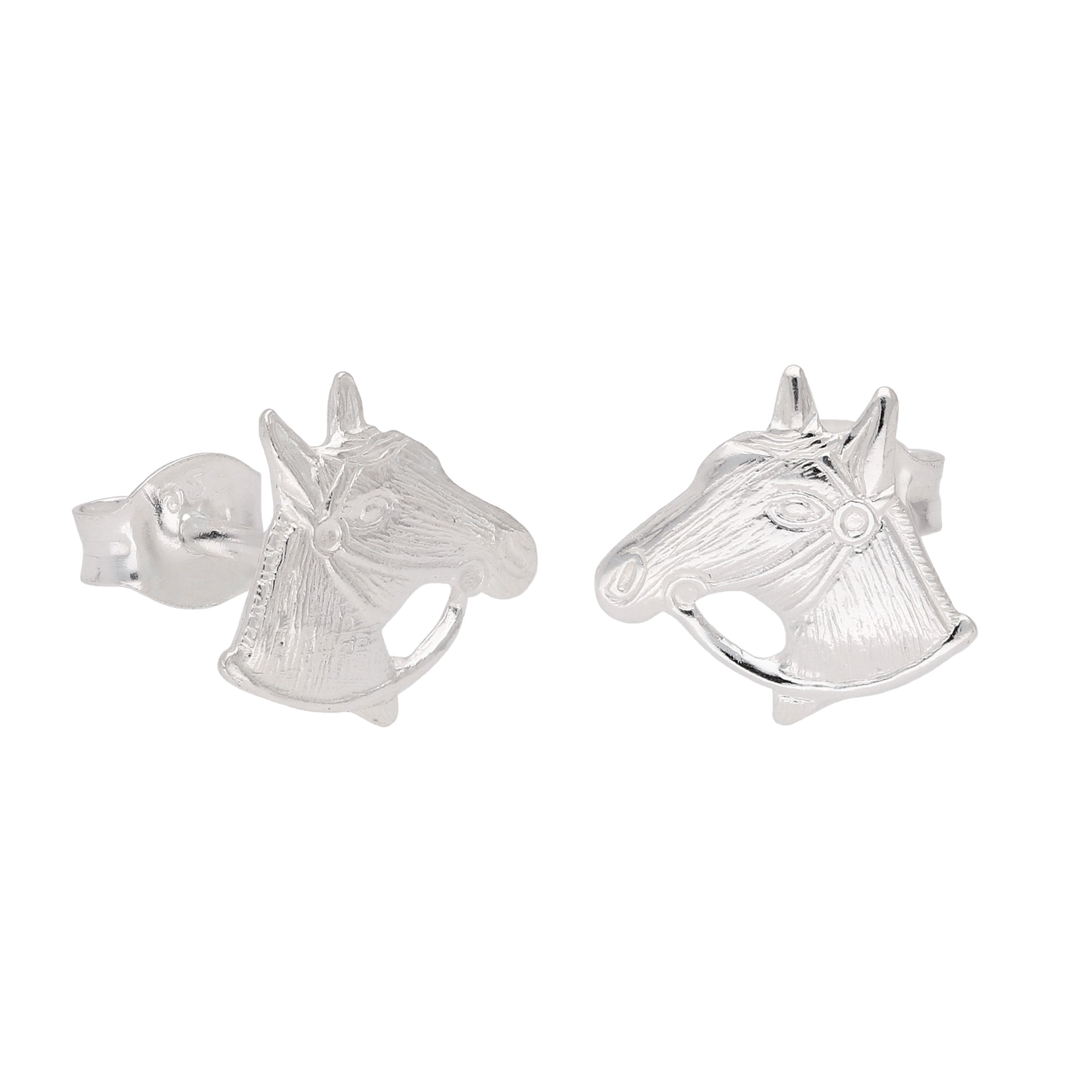 Sterling Silver Horse Head Stud Earrings