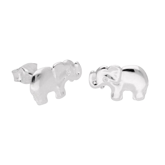 Sterling Silver Cute Elephant Stud Earrings