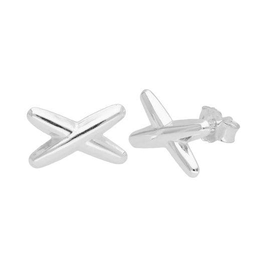 Sterling Silver Raised Kiss Stud Earrings