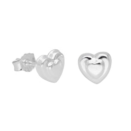 Sterling Silver Raised Heart Stud Earrings