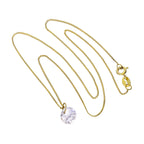 9ct Gold & Large Clear CZ Crystal Pendant Necklace 16 - 20 Inches