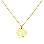 9ct Gold Charm w Cut Out Footprints Pendant Necklace 16 - 20 Inches
