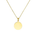 9ct Gold Round Engravable Tag Pendant Necklace 16 - 20 Inches