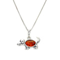 Sterling Silver & Baltic Amber Dog Pendant - 16 - 24 Inches