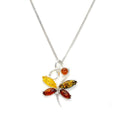 Sterling Silver & Multi Coloured Baltic Amber Butterfly Necklace - 16 - 24 Inches