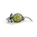 Sterling Silver & Baltic Amber Mouse Brooches - 3 Colours