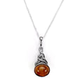 Woven Sterling Silver & Drop Baltic Amber Pendant - 16 - 24 Inches