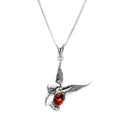Sterling Silver & Baltic Amber Hummingbird Pendant - 16 - 24 Inches