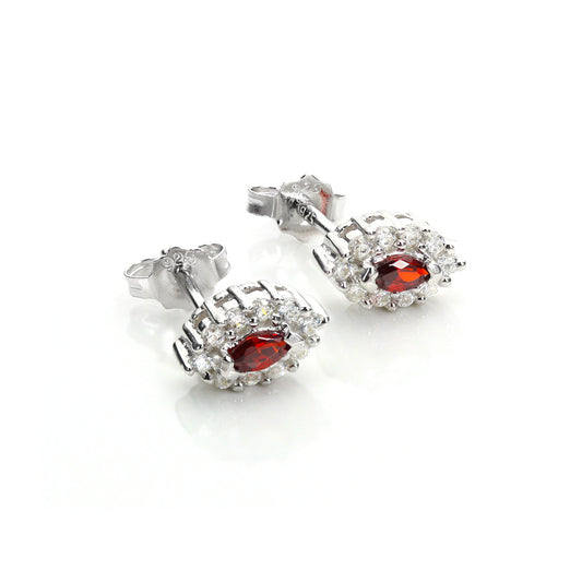 Sterling Silver Red CZ Earrings