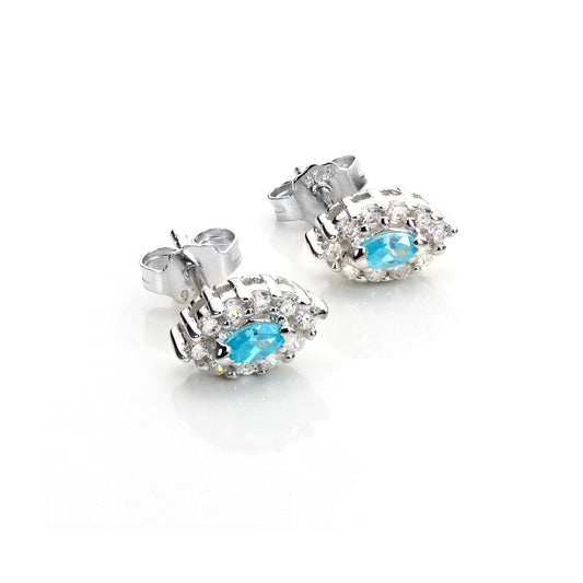 Sterling Silver Aqua CZ Earrings