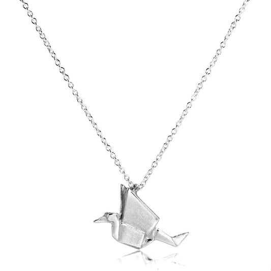 Sterlingsilber Origami Kranich Anhänger Halskette