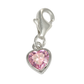 Sterling Silver Pink Heart Crystal Charm