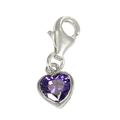 Sterling Silver Purple Heart Crystal Charm