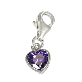 Sterling Silver Purple Heart Crystal Charm