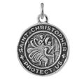 Sterling Silver Round St Christopher Charm
