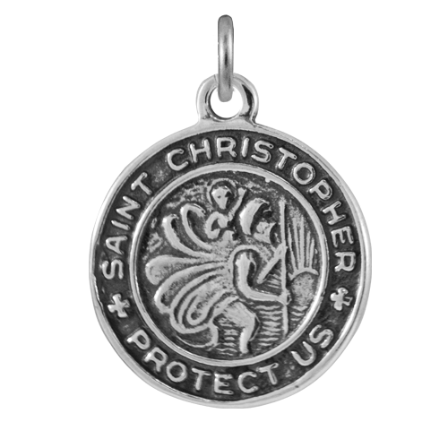 Sterling Silver Round St Christopher Charm