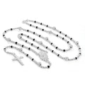 Sterling Silver Rosary Bead Necklace