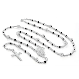 Sterling Silver Rosary Bead Necklace