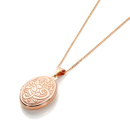 9ct Rose Gold Floral Engraved Locket