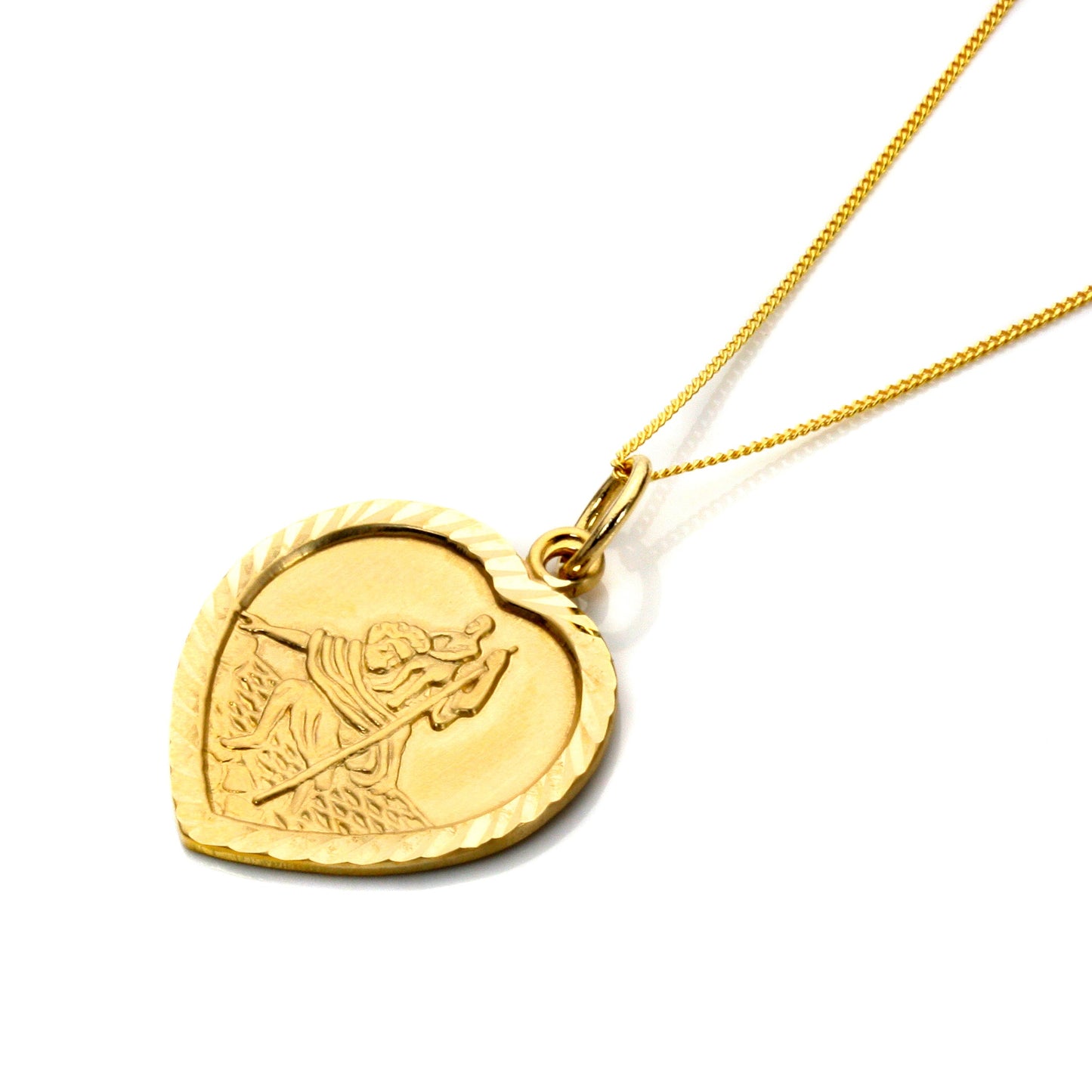 Personalisiert 9 Karat Gold St. Christophorus Herz Halskette - 40,5 - 45,5cm