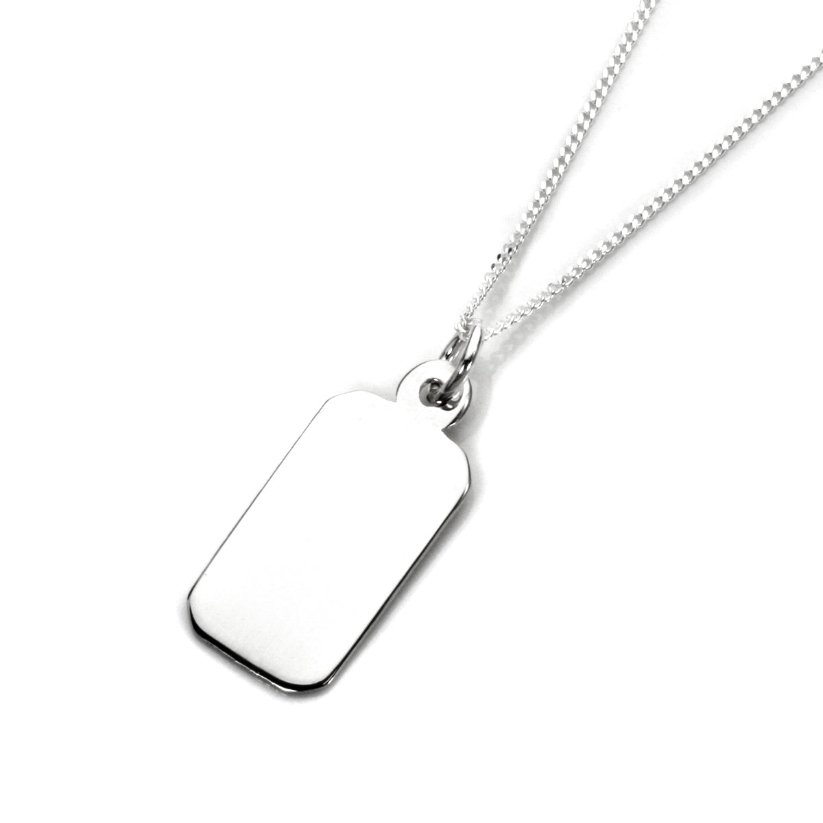 Sterling Silver Engravable Rectangular Pendant - 14 - 32 Inches