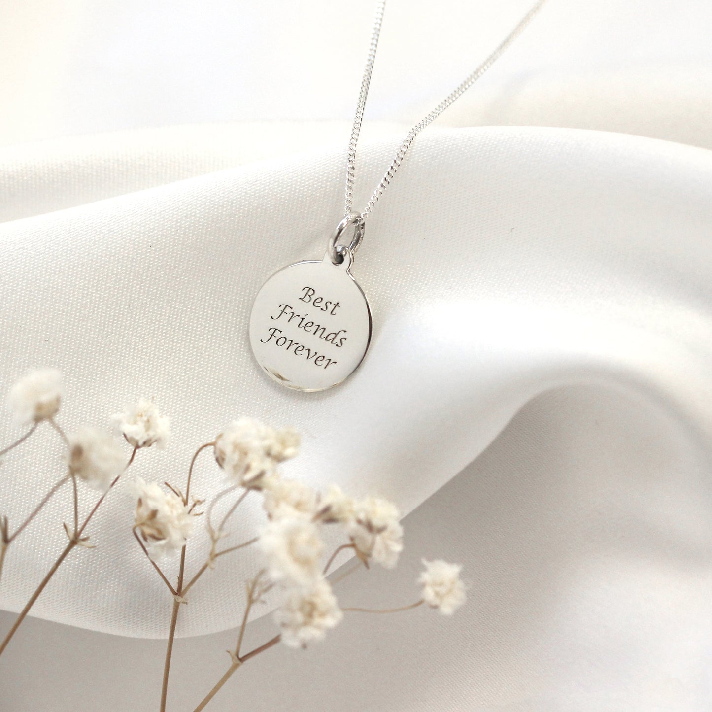 Sterling Silver Engravable Round Pendant - 16 - 22 Inches