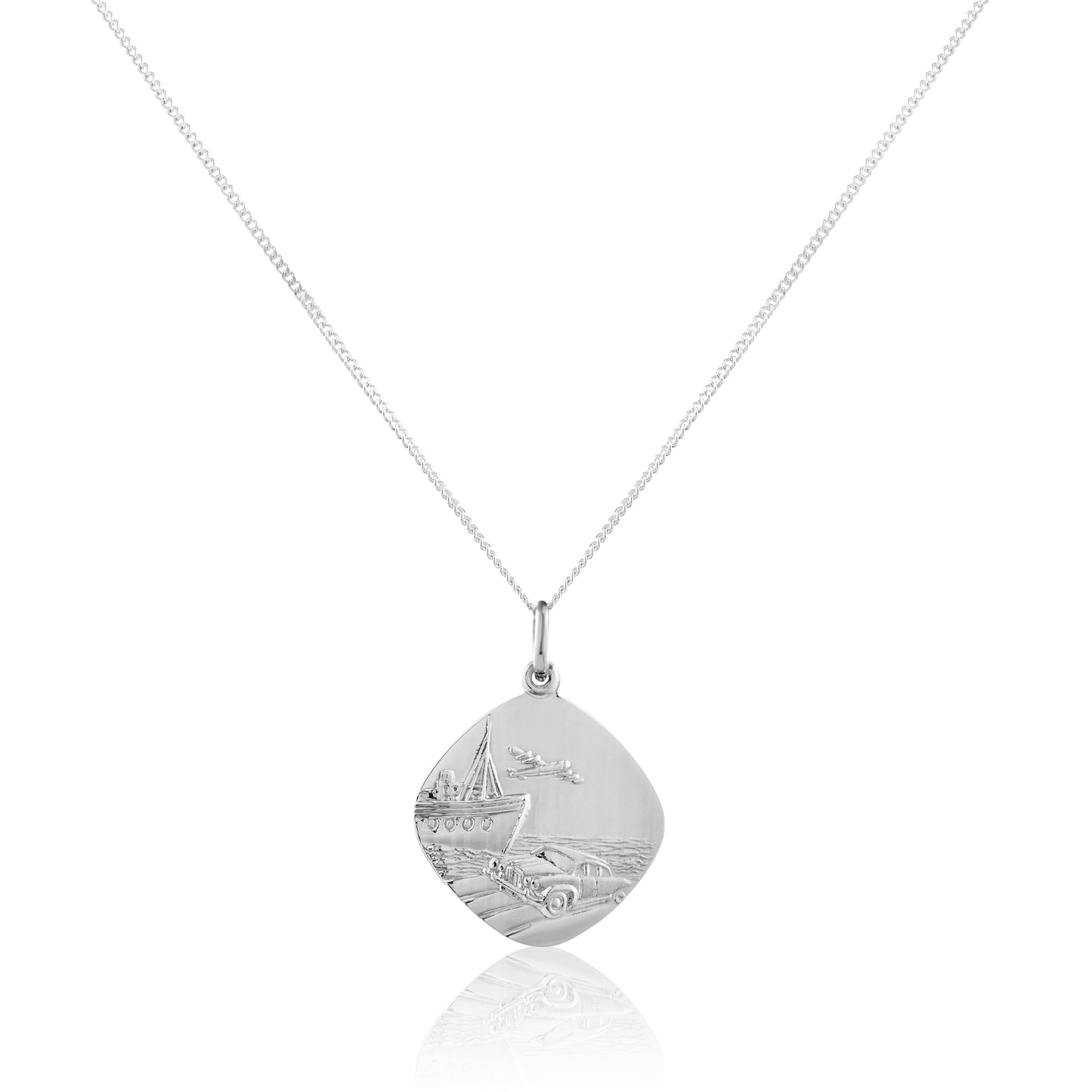 Sterling Silver Large Reversible Square Saint Christopher Pendant - 16 - 24 Inches