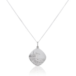 Sterling Silver Large Reversible Square Saint Christopher Pendant - 16 - 24 Inches
