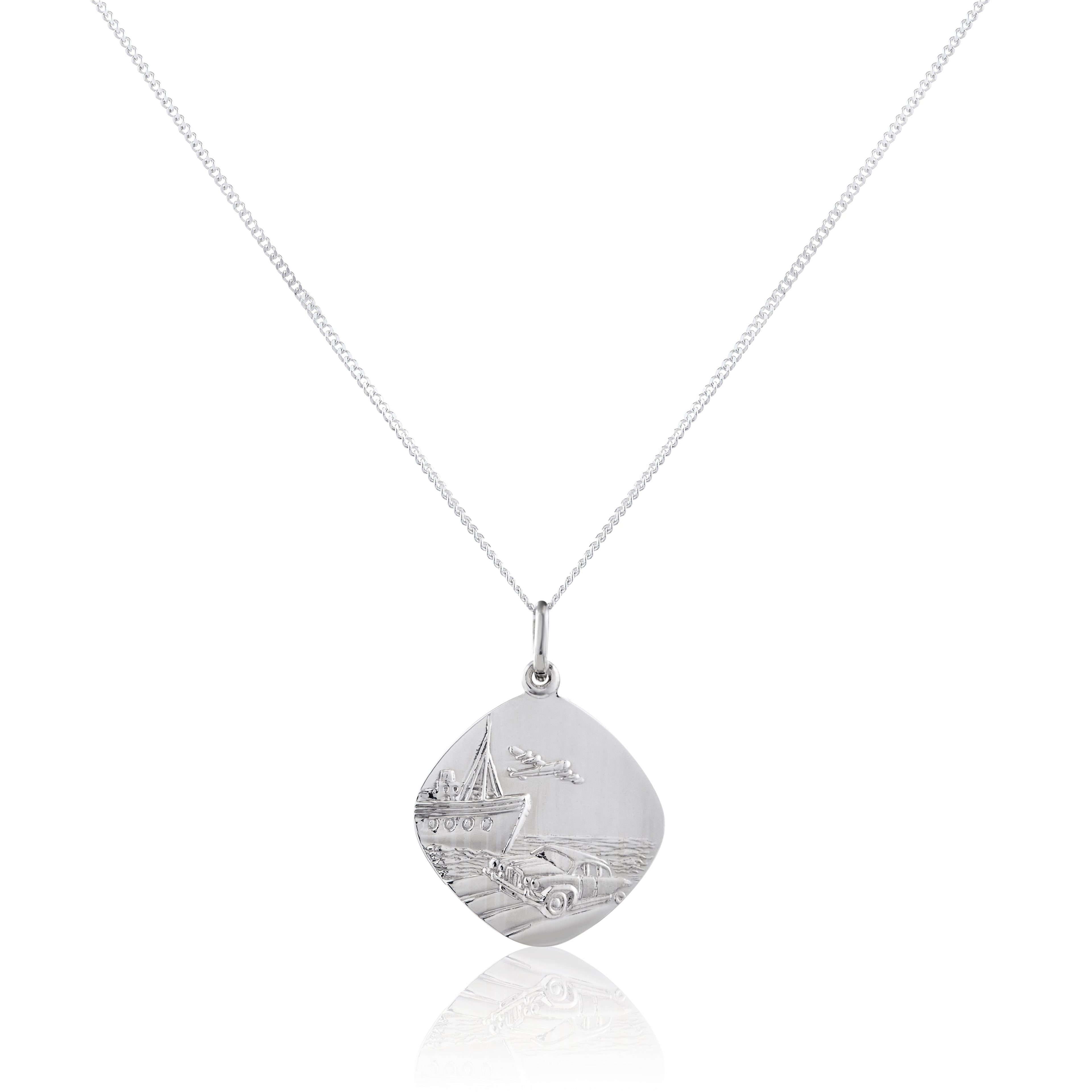 Sterling Silver Large Reversible Square Saint Christopher Pendant - 16 - 24 Inches