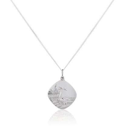 Sterling Silver Large Reversible Square Saint Christopher Pendant - 16 - 24 Inches