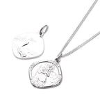 Sterling Silver Medium Reversible Square Saint Christopher Pendant - 14 - 32 Inches
