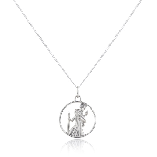 Sterling Silver Open Saint Christopher Pendant - 16 - 22 Inches