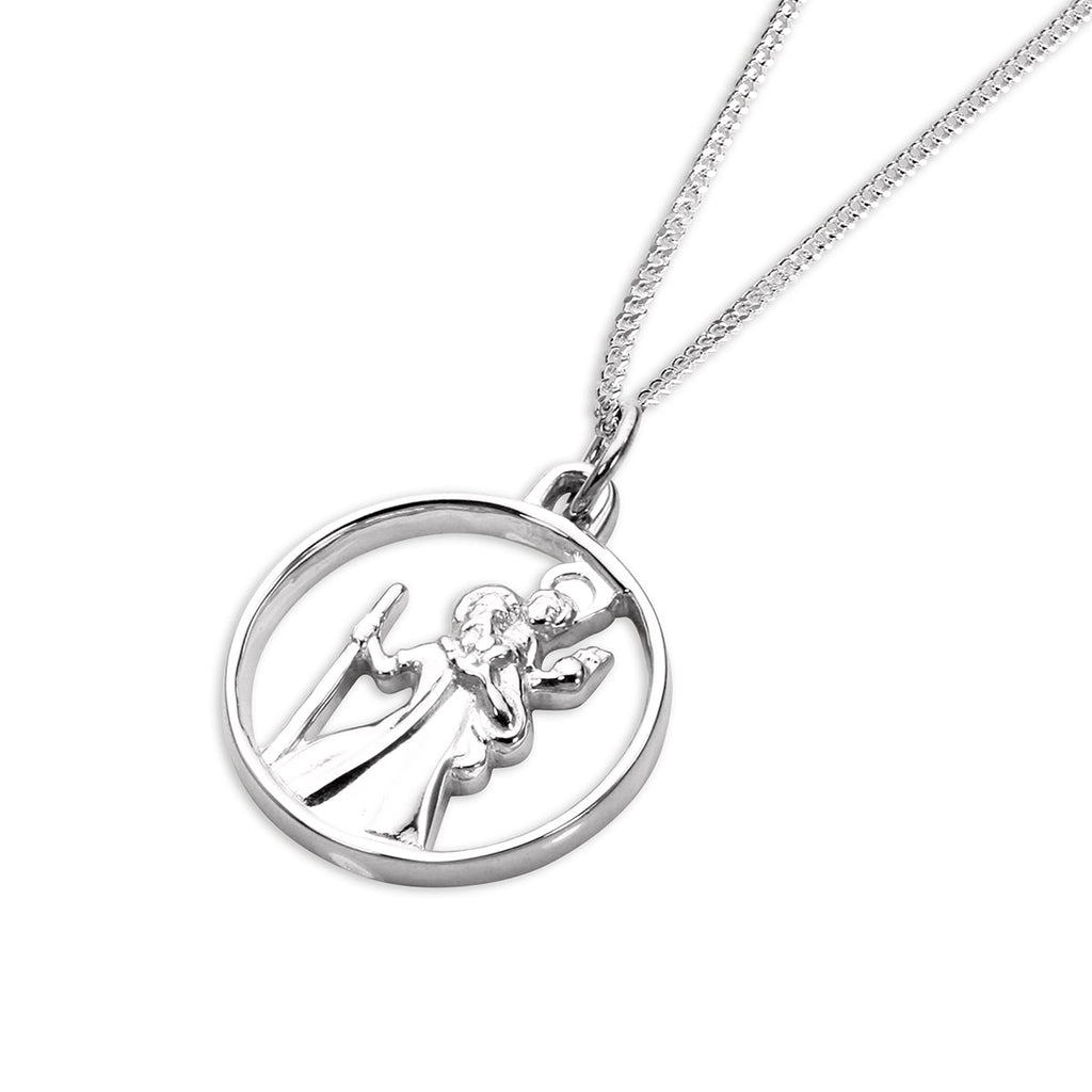 Sterling Silver Open Saint Christopher Pendant - 14 - 32 Inches