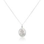 Sterling Silver Oval Saint Christopher Pendant - 16 - 24 Inches