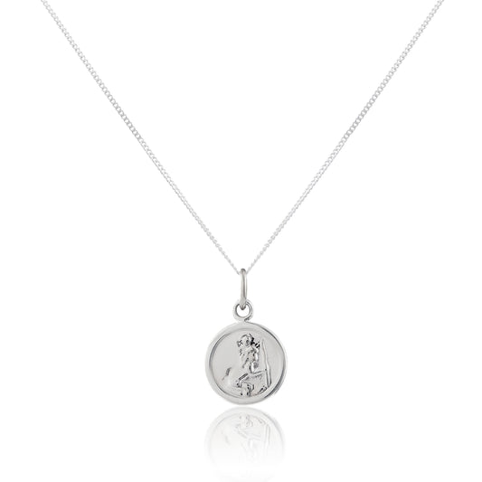 Sterling Silver Tiny Round Saint Christopher Pendant