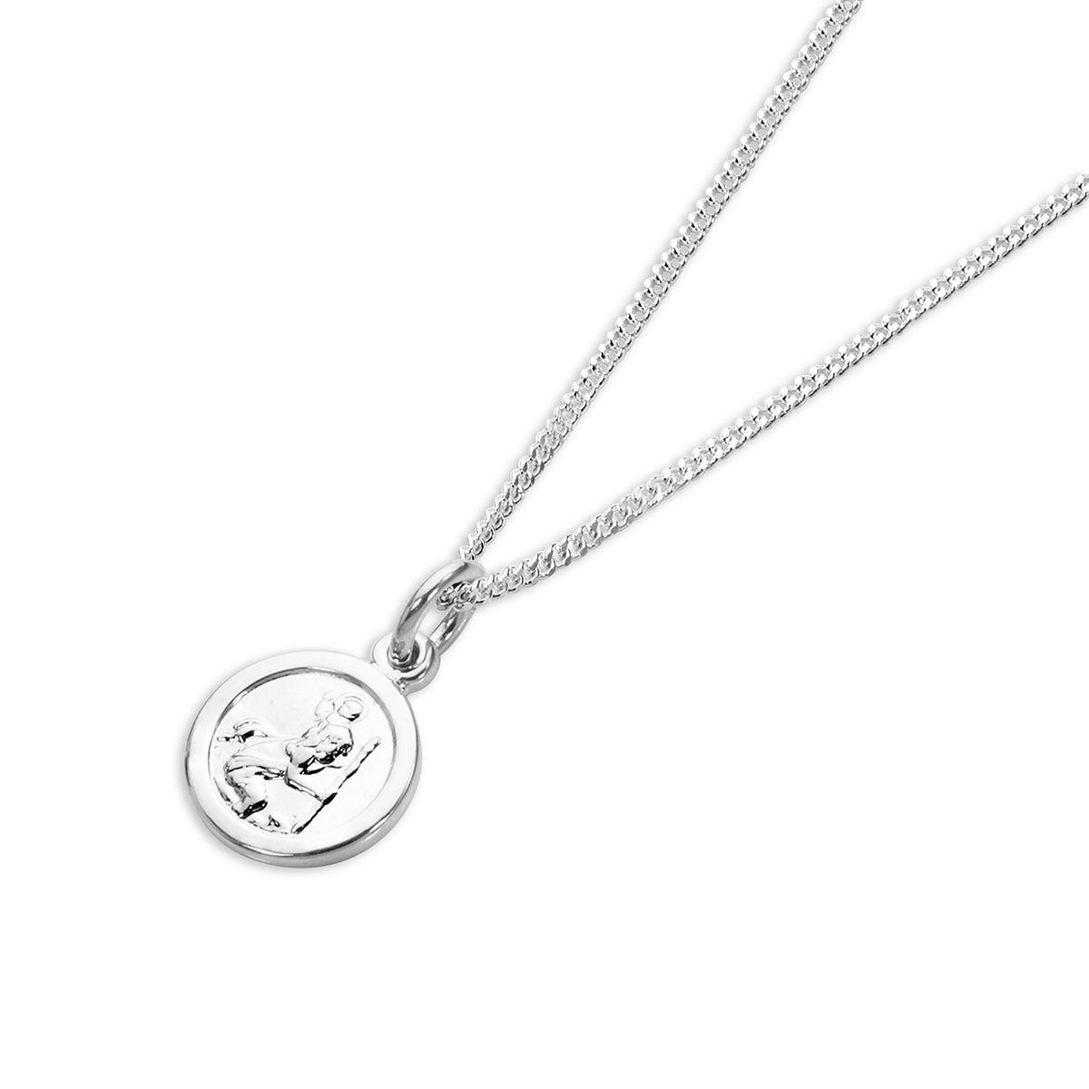Sterling Silver Tiny Round Saint Christopher Pendant