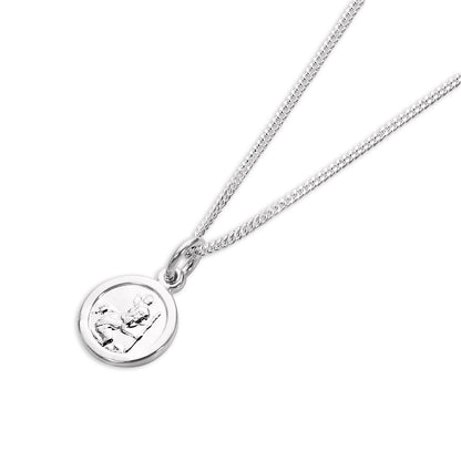 Sterling Silver Tiny Round Saint Christopher Pendant