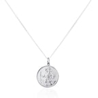 Sterling Silver Large Round Saint Christopher Pendant - 16 - 24 Inches