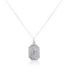 Sterling Silver Small Saint Christopher Plaque Pendant - 14 - 32 Inches