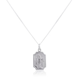 Sterling Silver Small Saint Christopher Plaque Pendant - 14 - 32 Inches