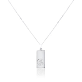 Sterling Silver Large Modern Saint Christopher Pendant - 16 - 24 Inches