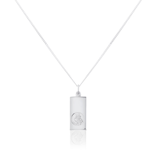 Sterling Silver Large Modern Saint Christopher Pendant - 16 - 24 Inches