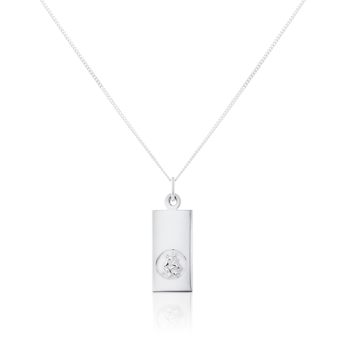 Sterling Silver Modern Saint Christopher Pendant - 14 - 32 Inches