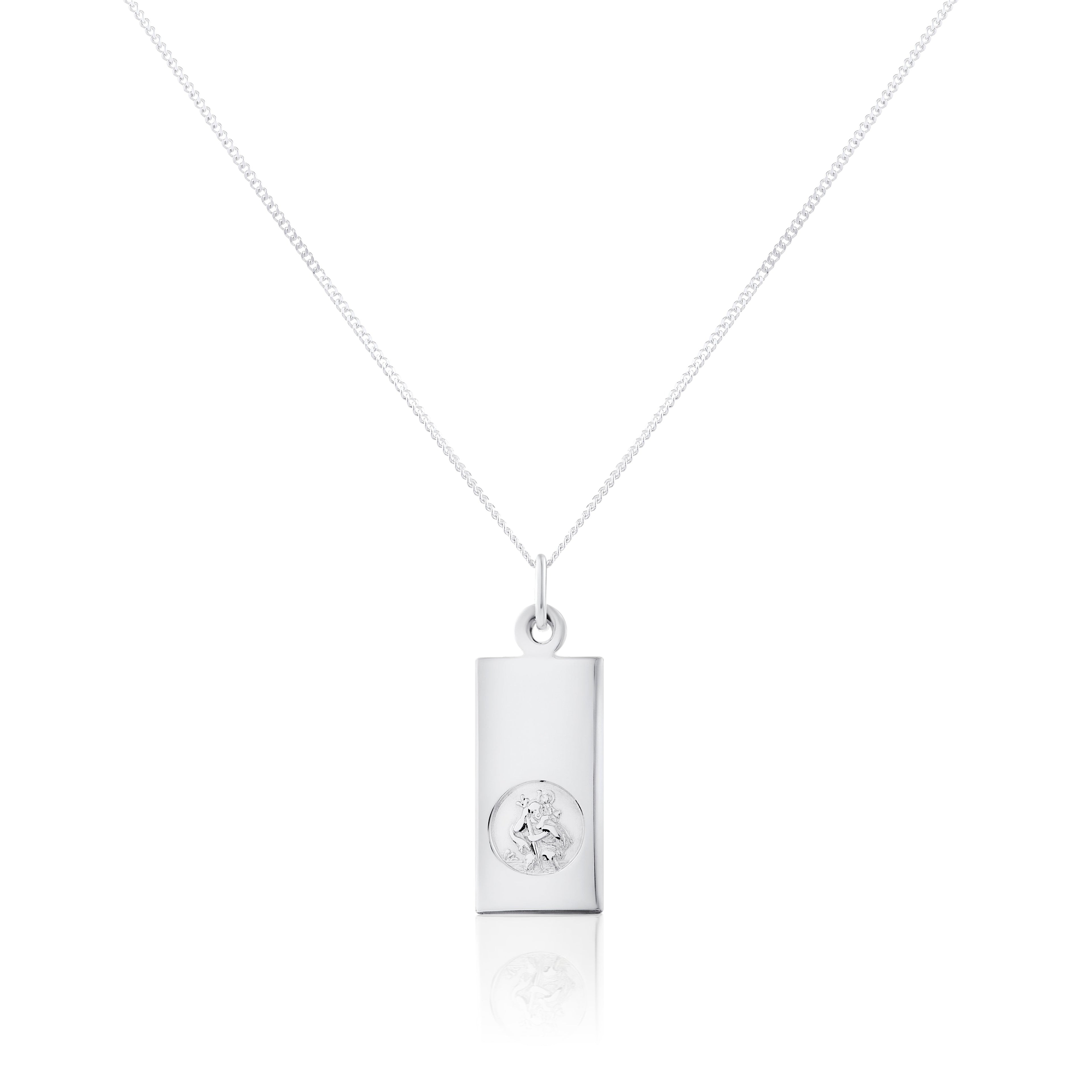 Sterling Silver Modern Saint Christopher Pendant - 14 - 32 Inches