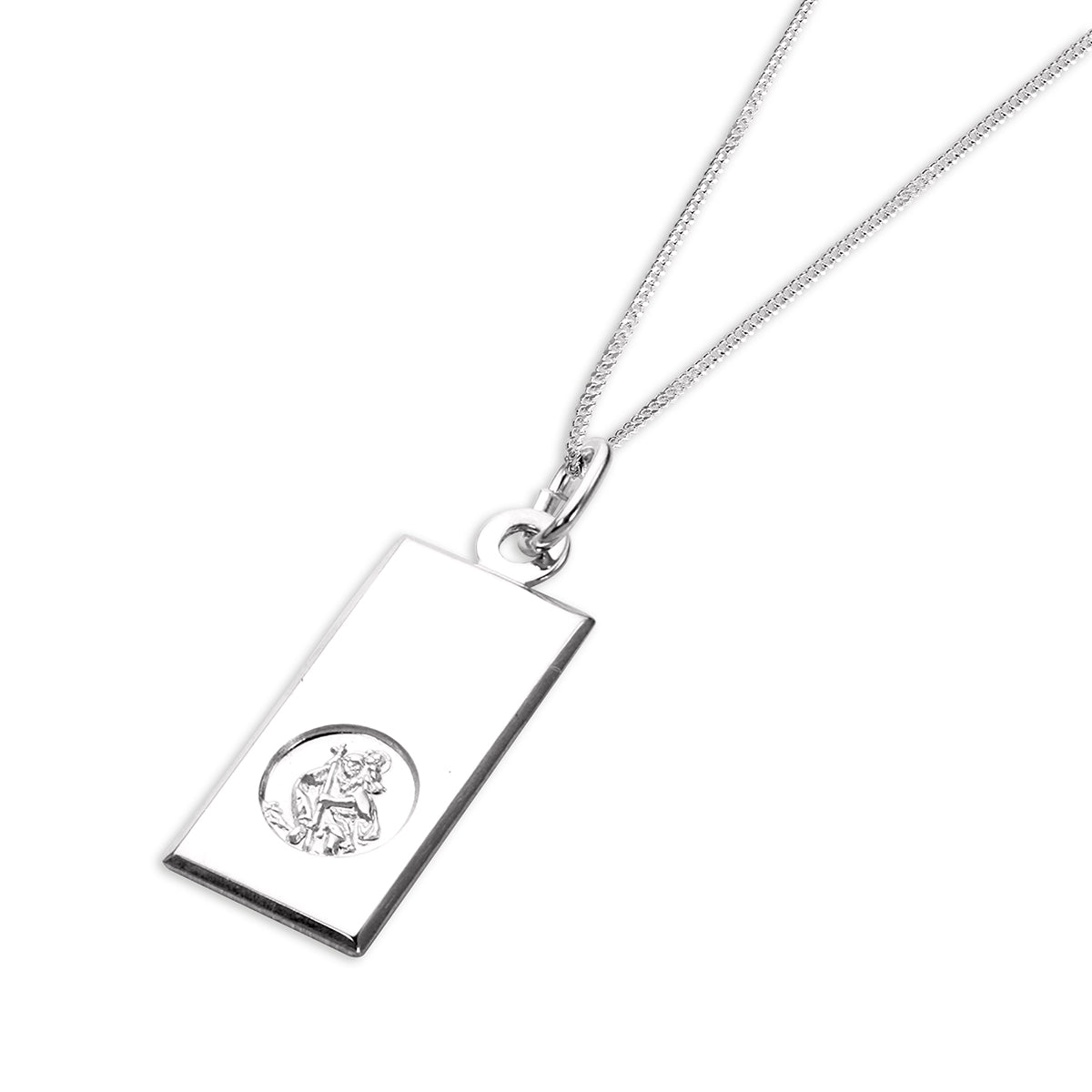 Sterling Silver Modern Saint Christopher Pendant - 16 - 22 Inches